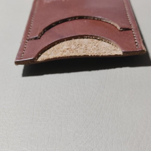 Genuine Leather Money Clip Wallet Brass Brown Tan Unisex Card Holder By Premo - Picture 7 of 9